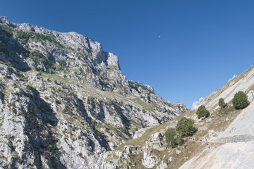 Cares gorges, Principality of Asturias/Spain; Aug. 05, 2015. This gorge, with its narrow passes and gullies, is right in the heart of the Picos de Europa Mountains. The area’s stunning landscape affor