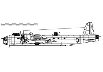 Short Stirling. World War 2 combat aircraft. Side view. Image for illustration.
