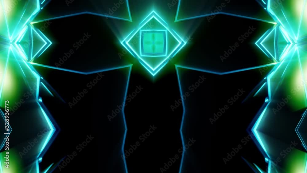 Wall mural colorful kaleidoscope style 3d render animation loop