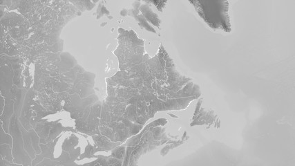 Québec, Canada - outlined. Grayscale