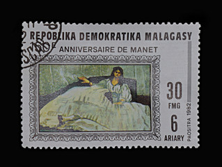  Postage stamp of the Republic of Malgash with a picture of Manet.