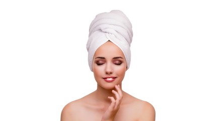 Beautiful woman in beauty concept isolated on white