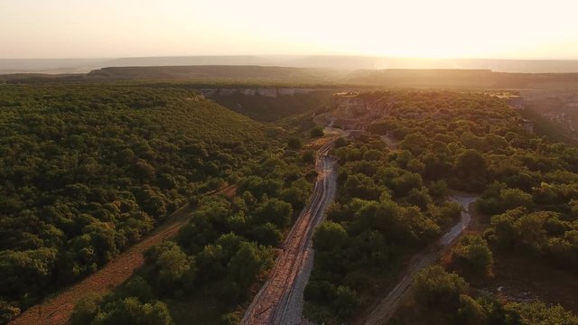 top view of the beautiful ancient gate. the middle ages. sunset