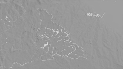 Haut-Mbomou, Central African Republic - outlined. Grayscale