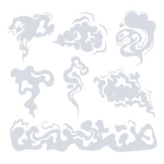 Smoke dust steam isolated set. Vector flat graphic design illustration