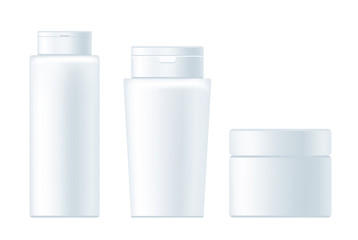 Shampoo shower clean bottle isolated set. Vector flat graphic design illustration
