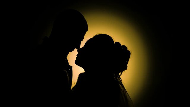 Beautiful silhouettes of the two lovers. Cool light. beautiful shots.
