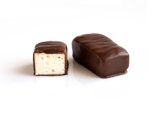 chocolate marshmallow candy isolated on white background