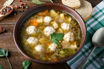 meatball soup on the table