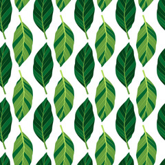 Summer seamless pattern with leaves. Vector illustration.