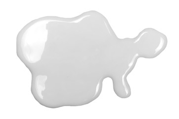 Spilled yogurt puddle isolated on white background and texture, top view