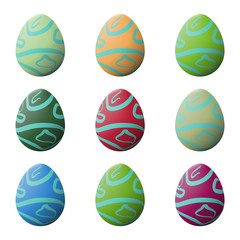 Set of realistic eggs on white background. Easter collection. Vector illustration.