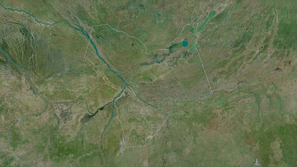 Moyen-Chari, Chad - outlined. Satellite