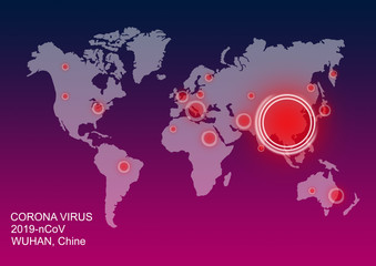 Coronavirus pandemic over map China