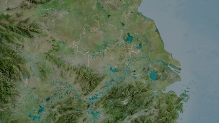 Anhui, China - outlined. Satellite