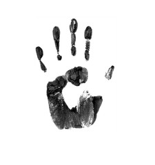 Black print of hand isolated on white