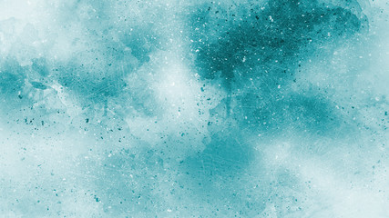 Turquoise watercolor grunge abstract background for website or art project