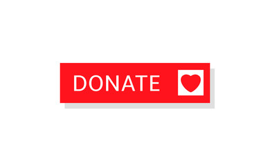 Voluntary and donation concept. Donate button icon. Red button with heart symbol