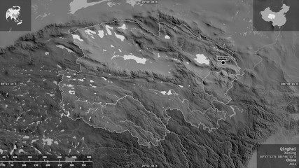 Qinghai, China - composition. Grayscale