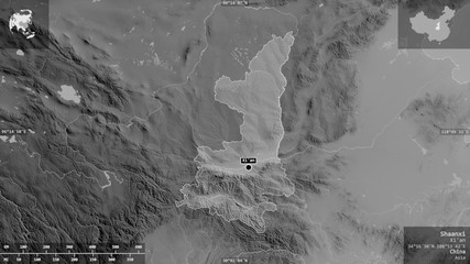 Shaanxi, China - composition. Grayscale