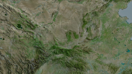 Shaanxi, China - outlined. Satellite