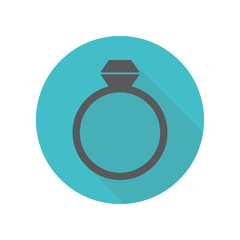 Wedding ring long shadow icon. Simple thin line, outline vector of restaurant icons for ui and ux, website or mobile application