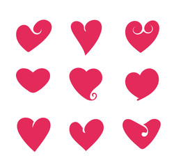 Hearts isolated set. Vector flat graphic design cartoon illustration