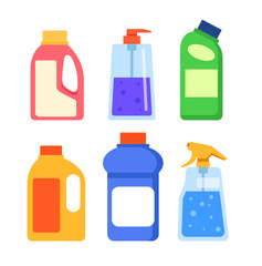 Detergent cleaners bottles mockup isolated set. Vector flat graphic design cartoon illustration