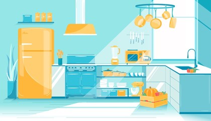 Home Kitchen Interior Illustration Empty Place