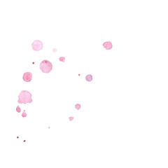 watercolor random pink drops isolated on white background