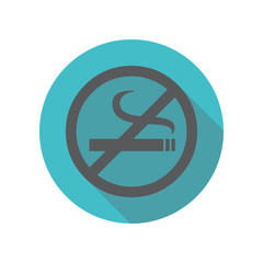 No smoking sign long shadow icon. Simple thin line, outline vector of restaurant icons for ui and ux, website or mobile application