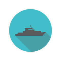 Boat yacht long shadow icon. Simple thin line, outline vector of restaurant icons for ui and ux, website or mobile application