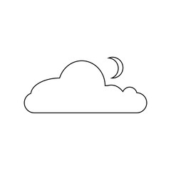 linear cloud, and the moon. For icons, site, symbol, and decor. Vector simple illustration on a transparent background