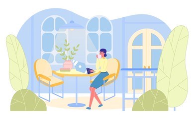 Business Woman on Terrace at Night with Laptop