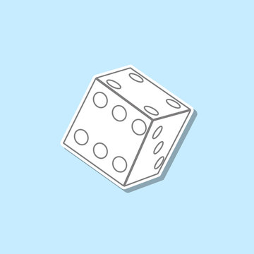 recommend clip art: Vector dices sticker icon. Simple thin line, outline vector of web icons for ui and ux, website or mobile application