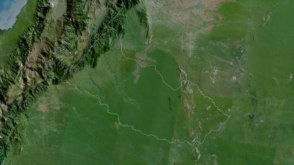 Caquetá, Colombia - outlined. Satellite