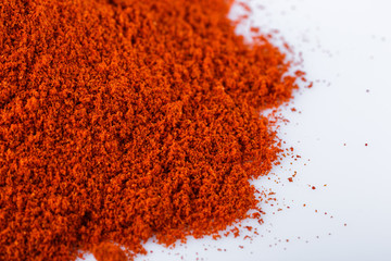 fragrant ground paprika on a white acrylic background