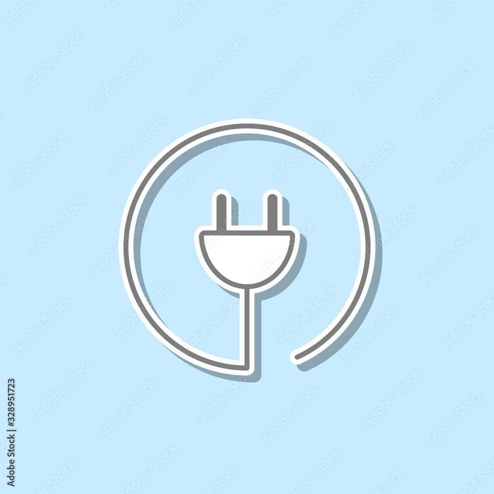 Poster plug in round sticker icon. simple thin line, outline vector of web icons for ui and ux, website or 