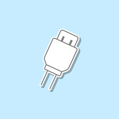 Usb charging plug sticker icon. Simple thin line, outline vector of web icons for ui and ux, website or mobile application