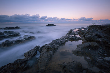 sea cliffs sunset landscape and long exposure