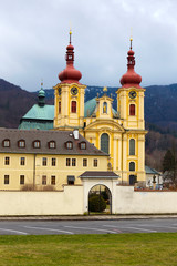 Baroque Basilica of the Visitation Virgin Mary in Winter, place of pilgrimage, Hejnice, Czech Republic