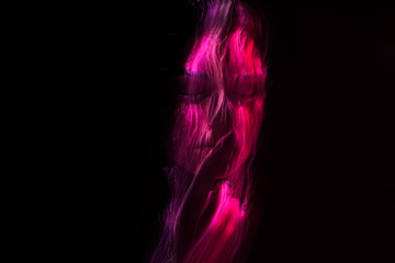 freezlight portrait, new art direction, long exposure photo without photoshop, light drawing at...
