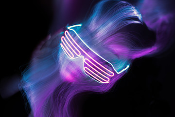 freezlight portrait, new art direction, long exposure photo without photoshop, light drawing at long exposure