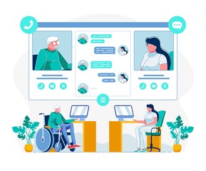 Telemedicine for Disabled Individuals Illustration