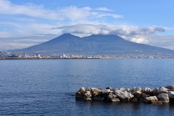 Naklejka premium View on Vesuvius from Naples - Italy