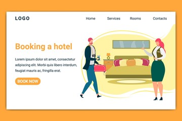Booking Hotel Horizontal Banner, Hospitality.