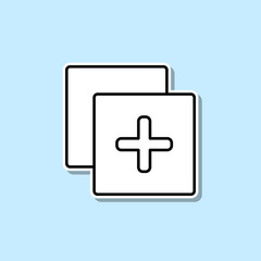 Add-on sign sticker icon. Simple thin line, outline vector of web icons for ui and ux, website or mobile application