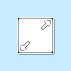 Divergent arrows in a square sticker icon. Simple thin line, outline vector of web icons for ui and ux, website or mobile application