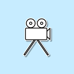 Cinema camera sticker icon. Simple thin line, outline vector of web icons for ui and ux, website or mobile application