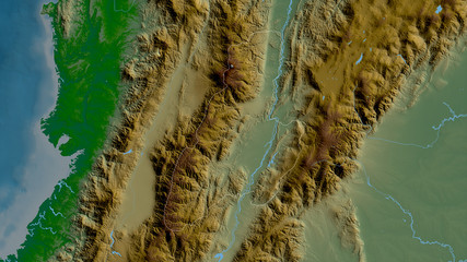 Tolima, Colombia - outlined. Physical